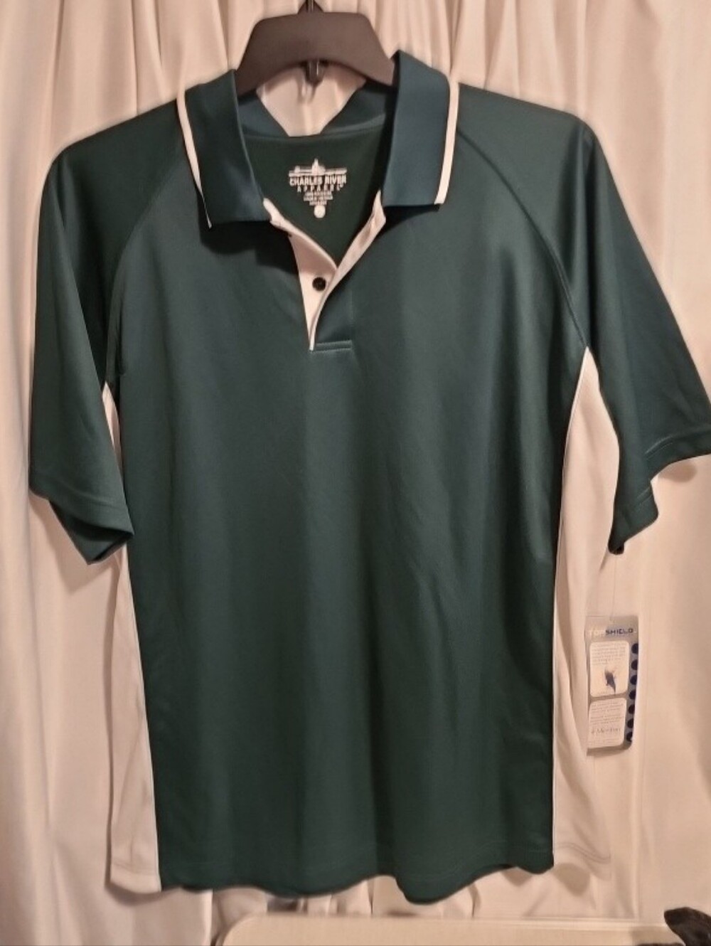 NEW Charles River Apparel Dark Green Polo with White Accents XL